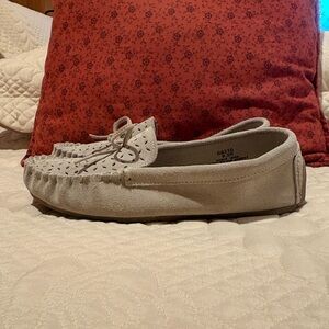 Minnetonka Perforated Suede Moccasin or Laser-Cut Loafer women’s 8.5